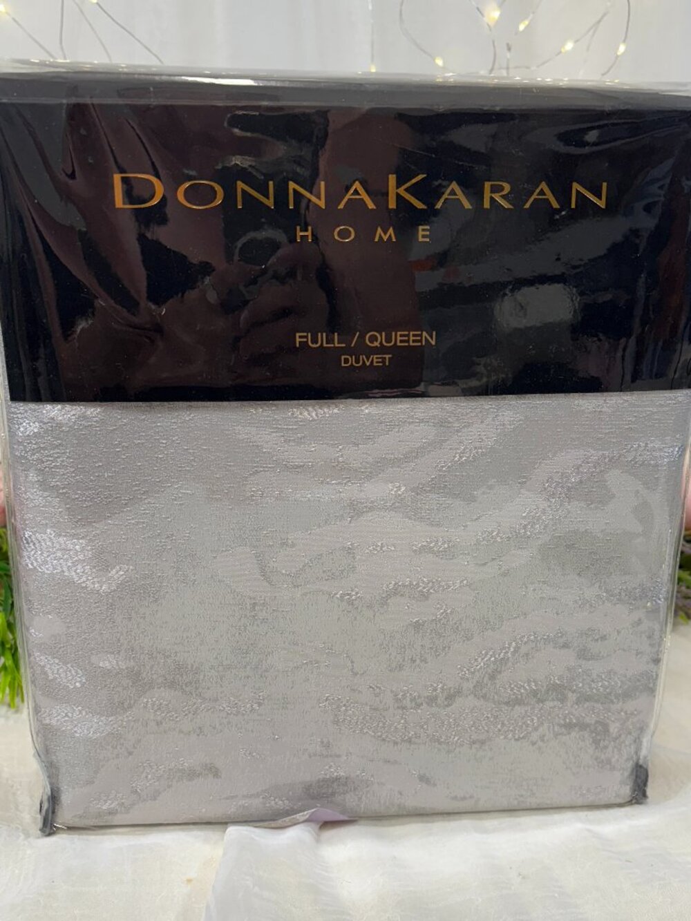 Donna Karan Home Luna Duvet Cover Full Queen Jacquard Silver Platinum New